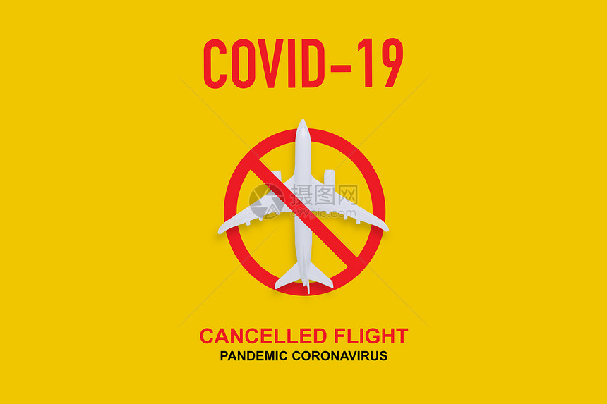疾病冠状毒的影响被取消飞行标志图片
