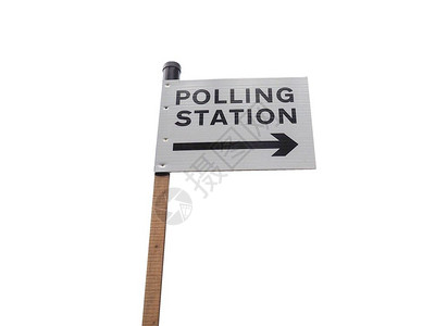 投票站标志在英国伦敦与白色隔绝投票站标志在白色隔绝投票站标志在图片
