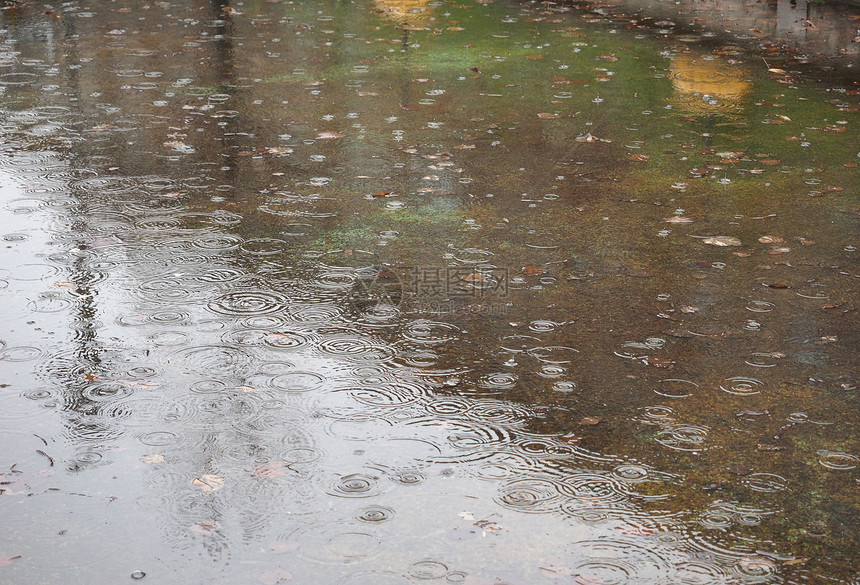 水在一滩雨水中循环用作背景雨水坑背景图片