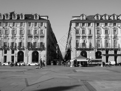 2019年月日黑白广场的Castello广场在都灵黑白广场的Castello广场的BlazaCastello广场背景图片