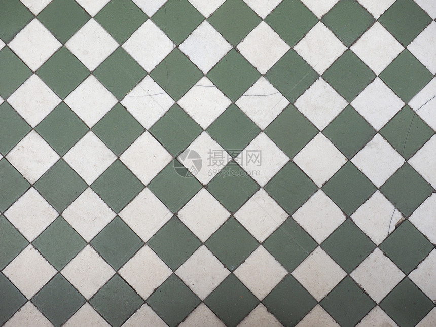 绿色和白瓷砖地板作为背景有用绿色和白瓷砖地板图片