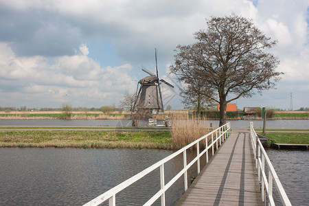 荷兰春季历史风车绿高清图片素材