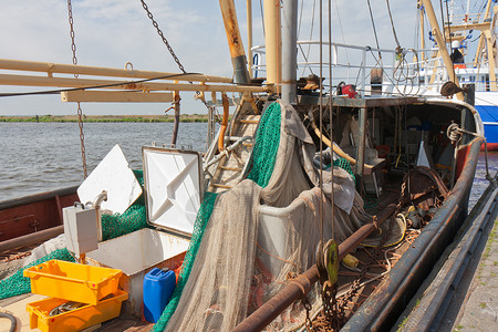 荷兰网荷兰在乌克尔港的渔船背景
