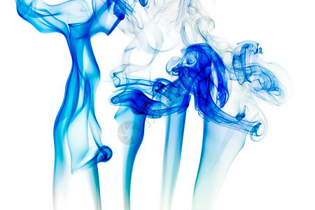 白种背景隔离的无阳棒艺术蓝烟白种背景隔离的无阳棒艺术蓝色烟雾图片