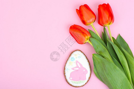 复活节礼物甜姜饼面食花摄影工作室照片背景图片