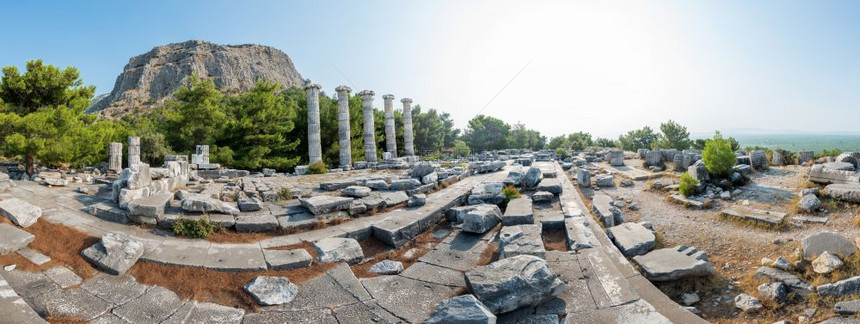 土耳其AydinAydin土耳其普里内Soke土耳其古希腊城Athena寺庙高分辨率全景图片