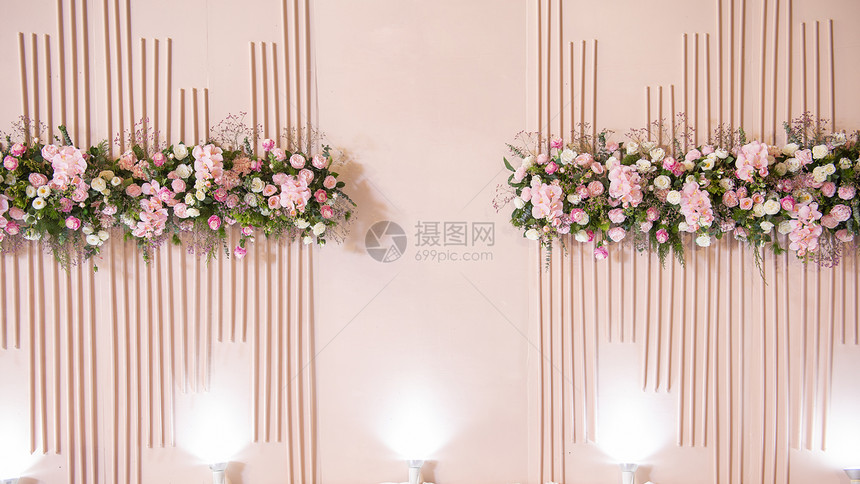 粉红婚礼花背景和装饰图片