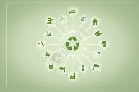 绿色背景生态标志拯救地球概念图片