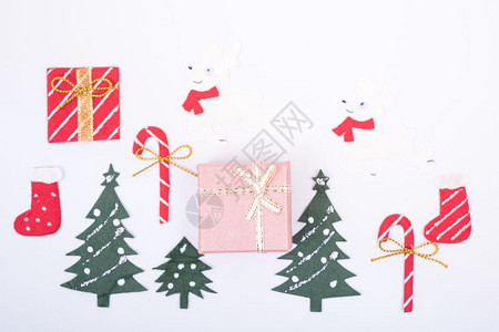 圣诞节假日白色背景的顶视图平板装饰图片