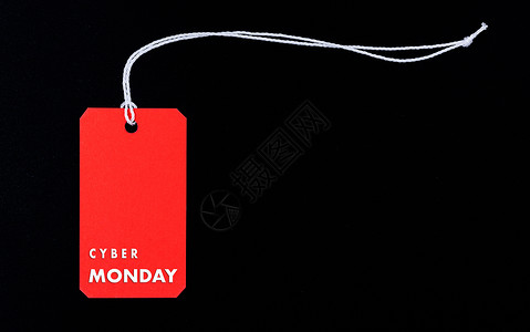 网上购物推广网络周一销售黑背景红色标签上的每周一销售文本背景图片