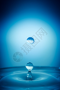 水滴跳入地表蓝色背景背景图片