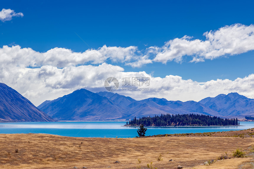 Tekapo湖多彩的景象视图图片