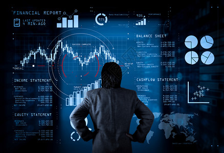 Fintech概念的商业经营财务报告数据资产负债表和收入报及图图片