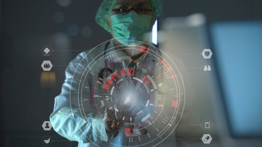 医疗技术概念智能医生用现代计算机在医院用虚拟图示在医院办公室工作图片