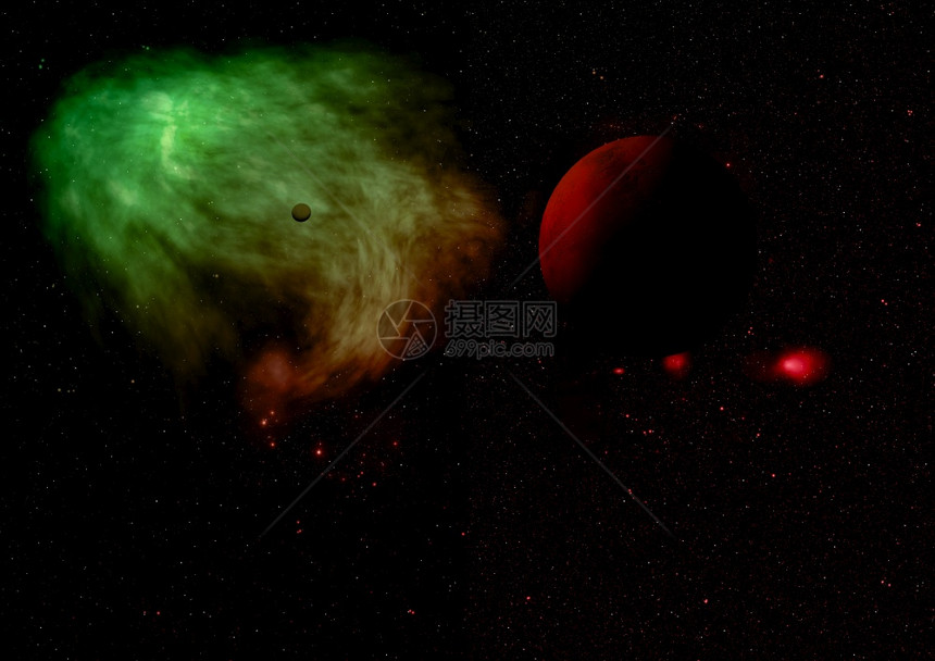 行星在空间中对抗恒星和云由NASA提供的图像元素3D映射空间中的遥远行星映射图片