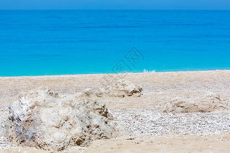 伊奥尼亚海列夫卡达希腊全景的美丽夏日白色伊格伦尼海滩图片