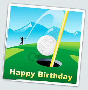 Golf玩家生日快乐高尔夫电讯请致惊奇之喜恭高尔夫万塔3dI插图背景图片