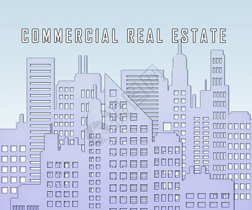 商业房地产城代表租赁或房投资包括办公室和土地租赁3d说明背景图片