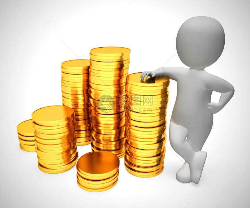 堆叠中的金硬币描绘着财富和现成资金和收入的预留基金3插图图片