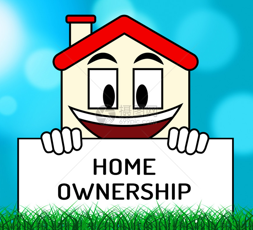 房屋产权图标显示拥有房屋或不动产购买新梦想家园协议3d说明图片
