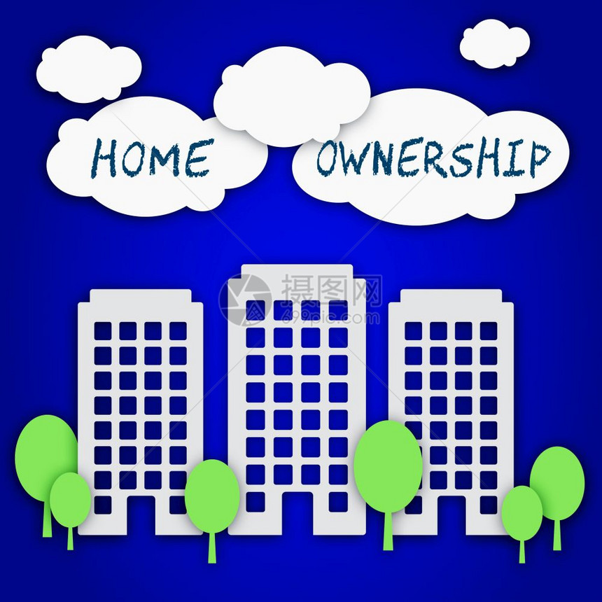 房屋所有权公寓显示拥有房子或房地产新梦想家园的购买协议3d插图图片