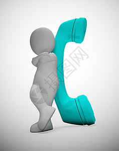 电话通话显示远程通信和支持固定电话或来电3d插图打电话高清图片素材