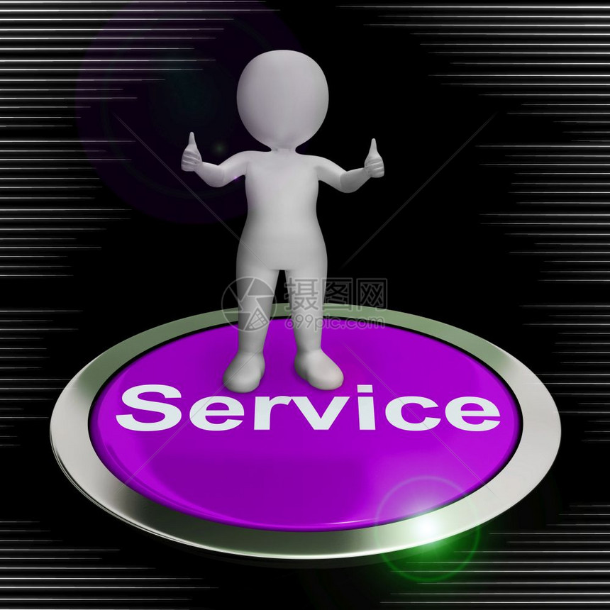 服务或概念图标显示对客户的援助建议或帮热线或服务台咨询3d插图服务按钮表示帮助支持和援图片