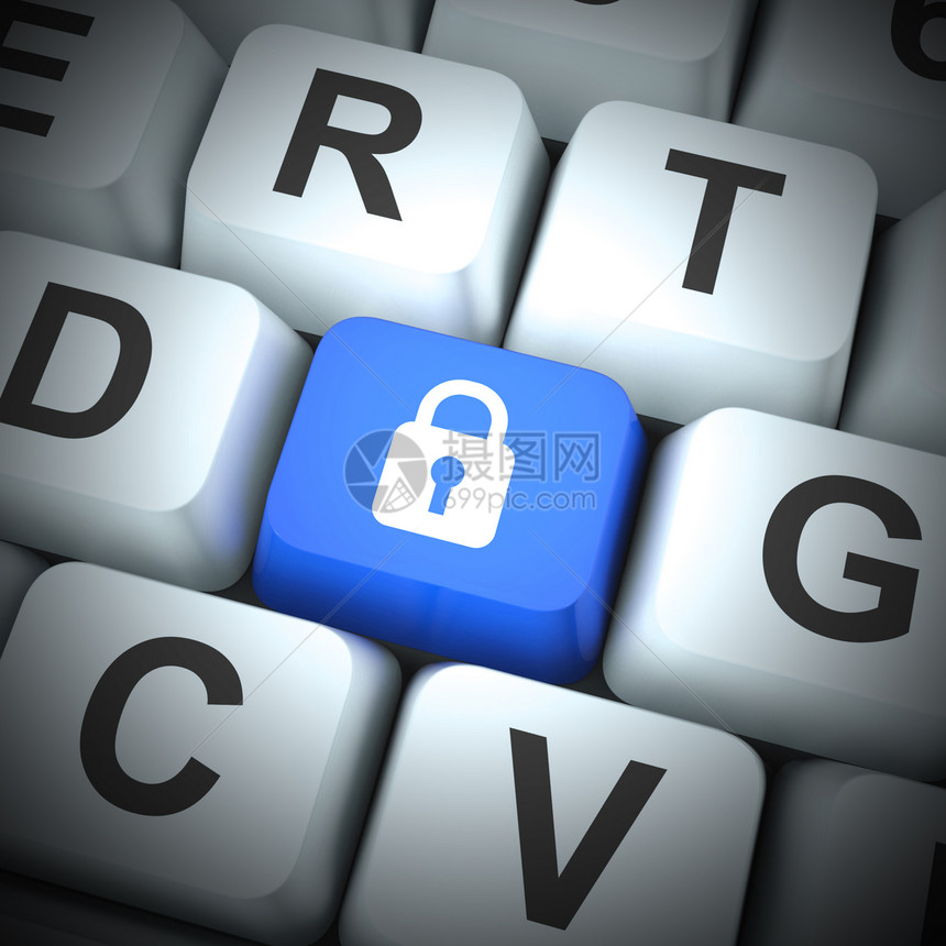 网络安全或计算机加密以防范攻击网络上的虚拟威胁3D插图Padlock图标显示安全保卫和护的计算机密钥图片