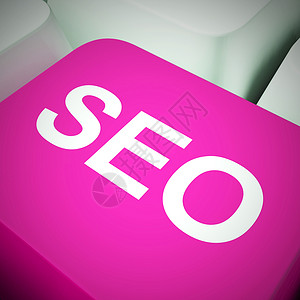SEO概念图标是指搜索引擎对网站流量的优化在线促销排名和改进售3d插图SEO计算机键在蓝显示互联网营销和优化中偶像高清图片素材
