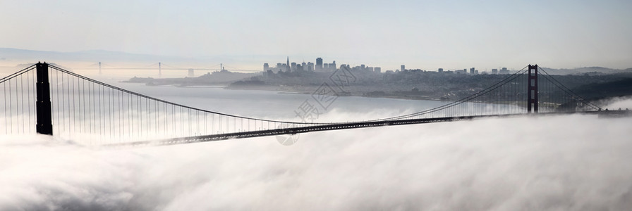 圣弗朗西斯科天线雾在日出清晨滚动图片