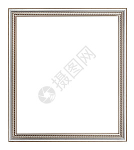 白色背景上隔开的画布空经典银木图片框背景图片