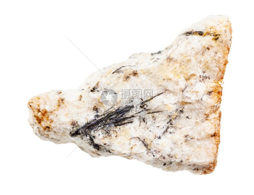 地质采集中自然矿物样本的封存白色背景中孤立的岩石路德维基岩晶体图片