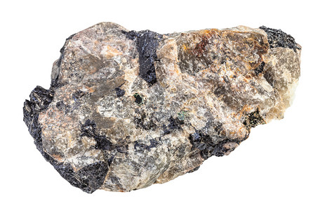 地质采集的自然矿物样本封存白背景上隔离有状物的粗麻岩图片