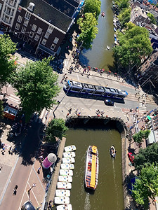 阿姆斯特丹游客韦克尔运河背景图片