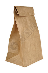 白背景上孤立的棕色纸袋午餐单身的棕色包背景图片