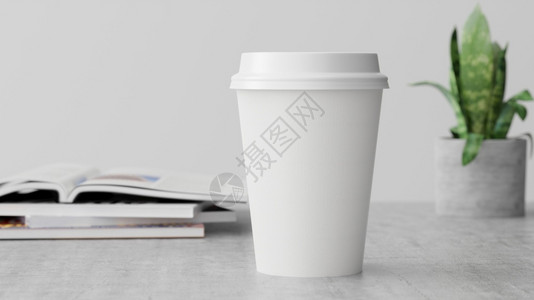 桌上的一次性咖啡杯背景图片