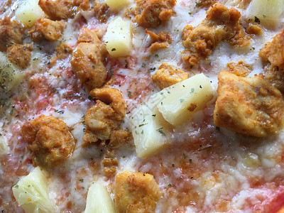 意大利语艾伦夏威夷比萨饼上贴近了菠萝图片