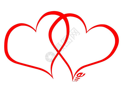 两颗心和爱的字词孤立在白色上妈们单词红色的背景图片