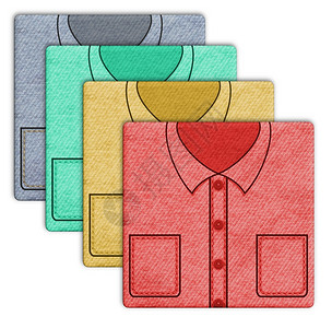 时尚衣服显示四件不同颜色的衬衣服装图片