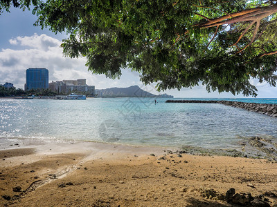 社论全景加工美国HAWAI8月30日218年夏威夷海滩上的断水八月图片