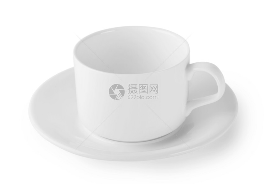 杯子白咖啡杯和色背景孤立的咖啡杯和茶碟马克图片