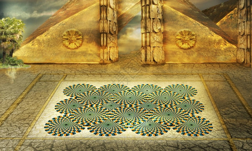 幻想金色字塔中的大门奇迹魔法图片