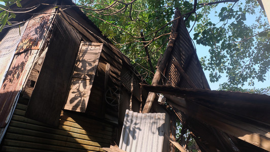 木制的已经恶化旧木屋泰王国树家图片