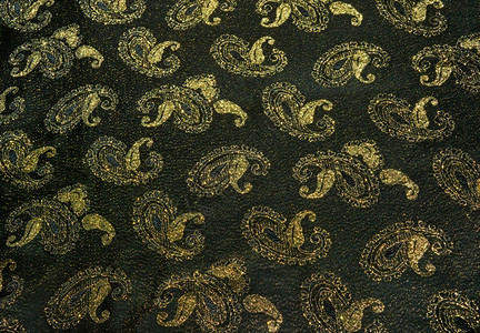纺织品质地墙纸黄金和黑花织物背景图片