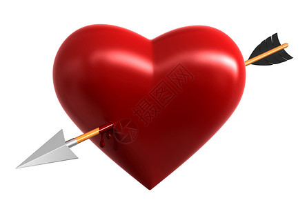 爱情人节插图带箭头的红心3d渲染图片