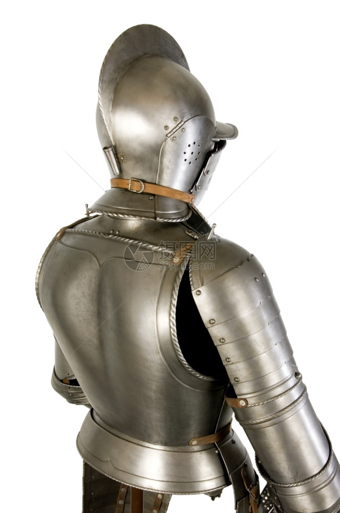 中世纪骑士的盔甲金属保护士兵不受对手冲撞金属保护老的古铁图片