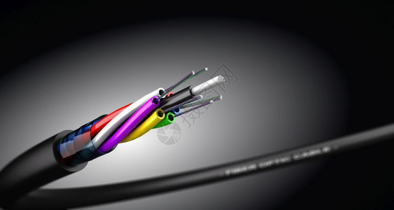 超过将光纤电缆在黑色背景上脱光有亮通信网络技术光电和模糊互联网图片