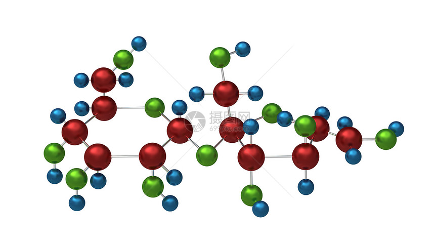 生物学糖插图苏固素分子3D转化在白色上隔离图片