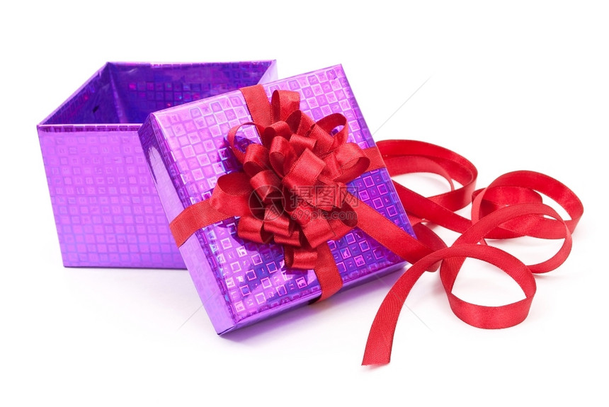 缎礼物有质感的带红弓开放礼品箱图片