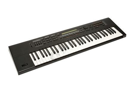 电子的键盘乐器白色背景上孤立的合成器图片